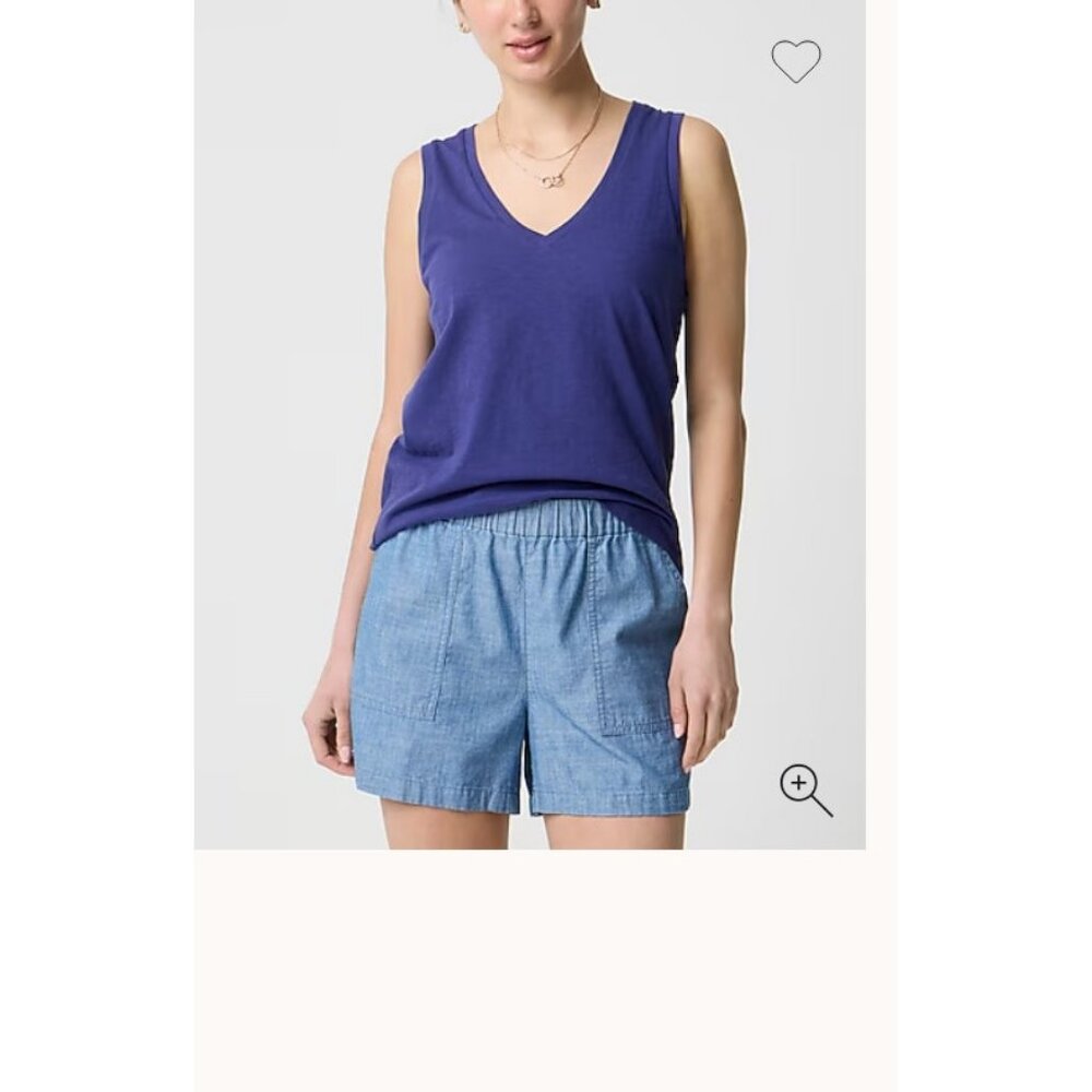 J.Crew Slub cotton V-neck tank top Riverbed Blue Size S CJ072